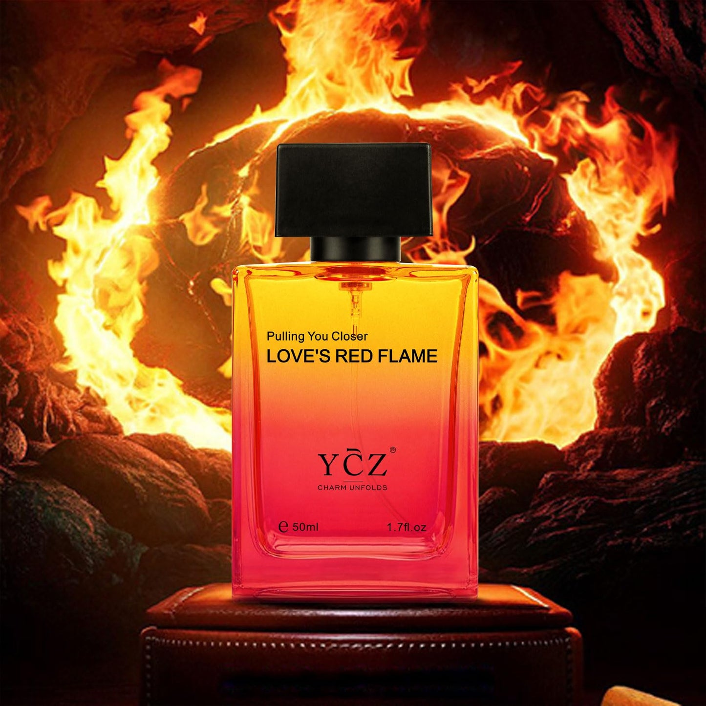 Ycz LOVE'S RED FLAME Men's Perfume 1.65 oz, Gradient Red Flame Bottle for Passionate Love Perfume, Spicy Woody Signature Long-Lasting Fragrance - Ideal Men Perfumes for Special Occasions Daily