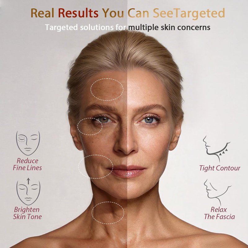 CerviCalm Red Light Face and Neck Beauty Device,3-in-1 Facial Massager Tool with LED, Heat & Vibration, with 5D Activation Serum & 5D Collagen Jelly for Skin Tightening & Lifting & Lymphatic Drainage