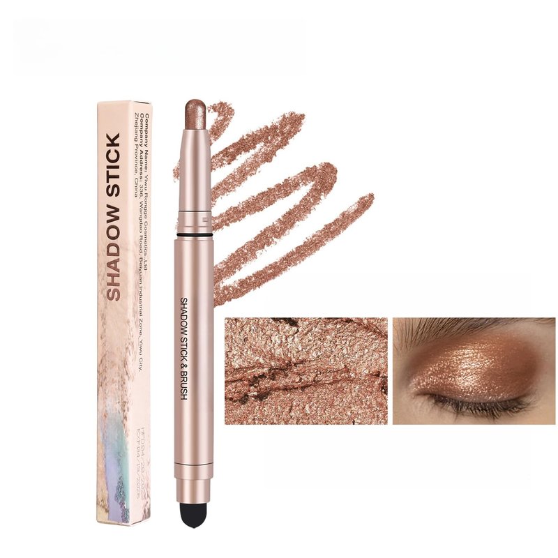 ONarisae Eyeshadow Sticks Long-Lasting Cream Shimmer Finish Easy Apply with Built-in Smudger Blendable Light Brown