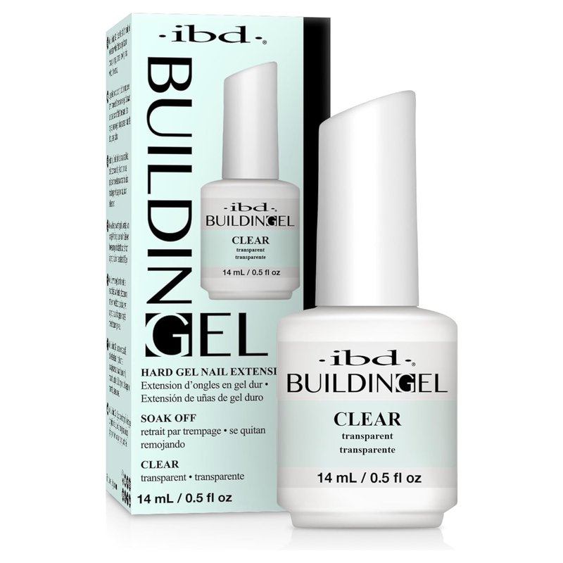 IBD Building Gel Clear - Hard Builder Gel for Nail Extensions & Strengthening | 0.5 oz Soak-Off UV/LED