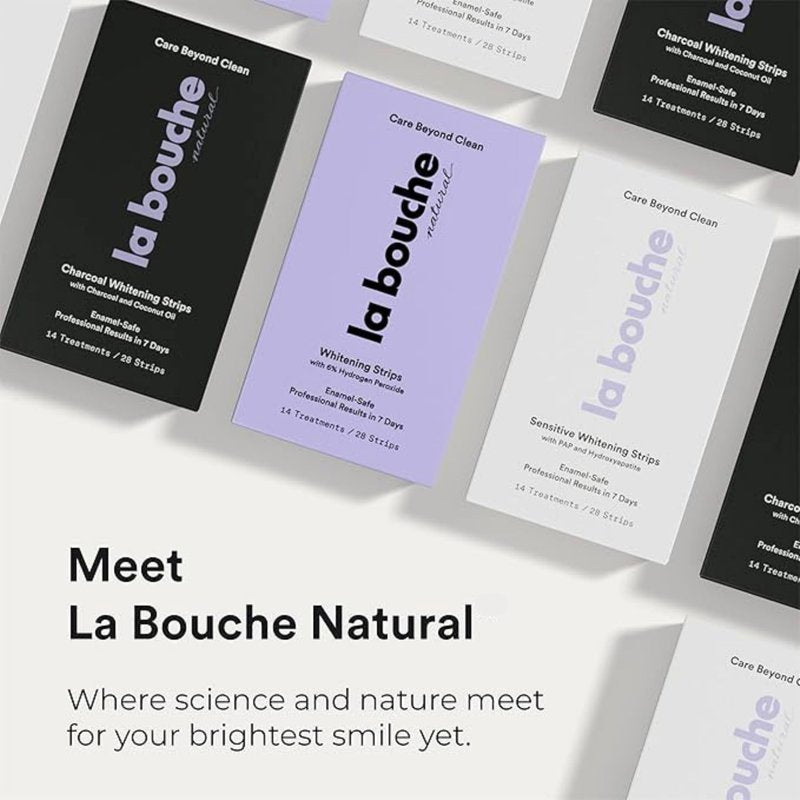 La Bouche Natural Teeth Whitening Strips, Professional Results, Maximum Whitening Power, Fresh Mint Flavor, 14 Treatments