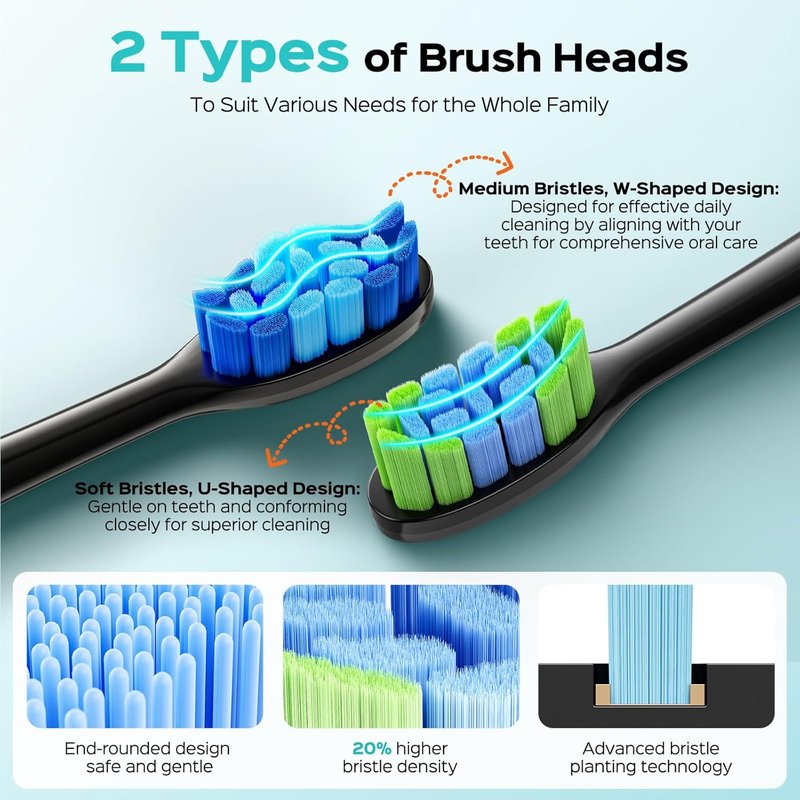 COSLUS C30 Electric Toothbrush - 3 Intensities & 5 Modes for Gentle Ultra-Clean Feel | Black, 1PC