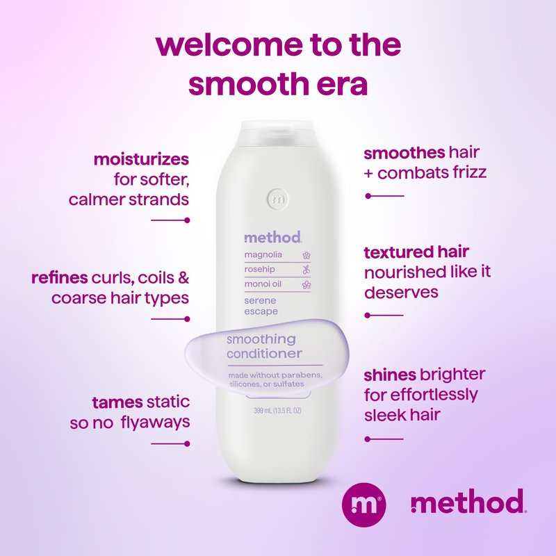 Method Smoothing Conditioner, Serene Escape – for Curly Hair, Nourishes and Softens, Safe for Color-Treated Hair - Sulfate-Free and Cruelty-Free, 13.5 oz