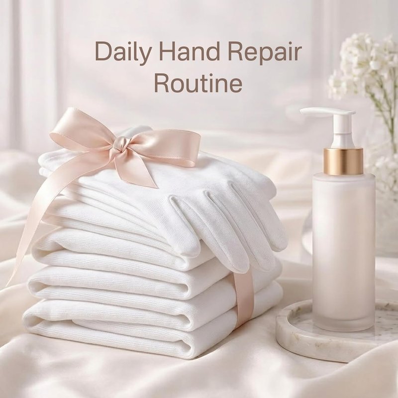 Cotton Gloves for Dry Hands - 4 Pairs Moisturizing Overnight Spa Gloves | 100% Cotton Eczema Care