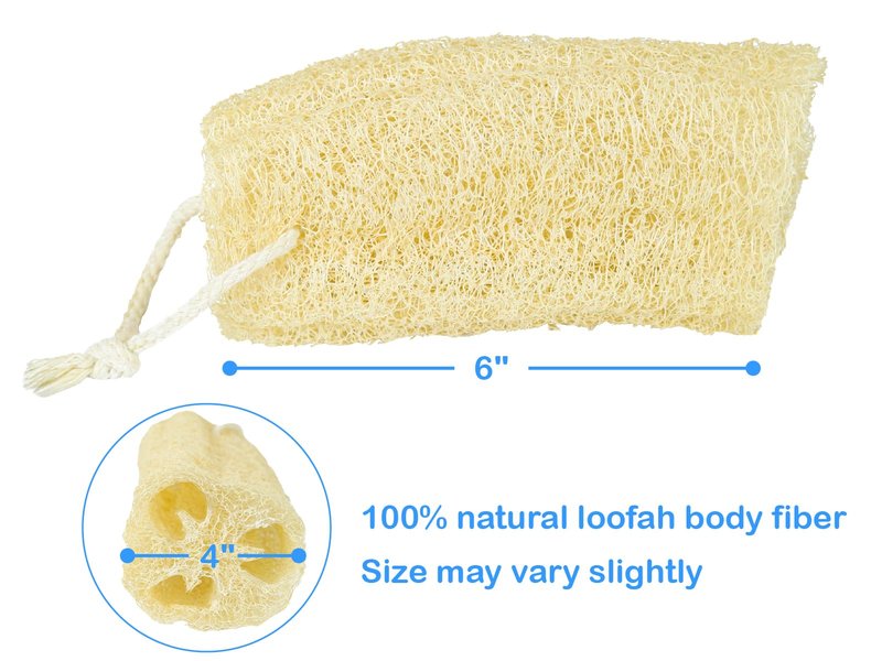 Organic Natural Loofah Sponge for Cleaning and Showering, Plant Fiber Body Bath Scrubber, 100% Plastic Free, Compostable, Set of 4