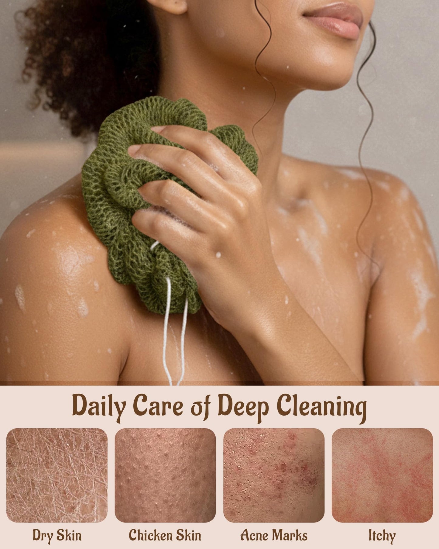 Yiclick African Net Sponge Authentic with Knots 2 Pack - Exfoliating Washcloth Towel, Back Scrubber for Shower Bath, Exfoliating Body Scrubber Exfoliator, African Rags Wash Cloth Loofah Lufa Sponge