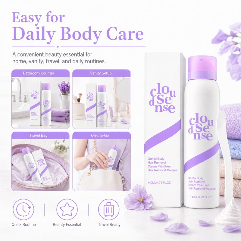Cloud Sense Hair Removal Mousse, Smooth Hair Removal Spray, Gentle and Soothing for Body and Legs, Suitable for Women and Men (Spray*1)