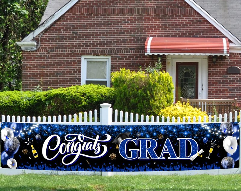 2026 Graduation Decorations-Congrats Grad Yard Sign Banner Decoration for Class of 2026 Graduation Party Supplies(Blue and Black)