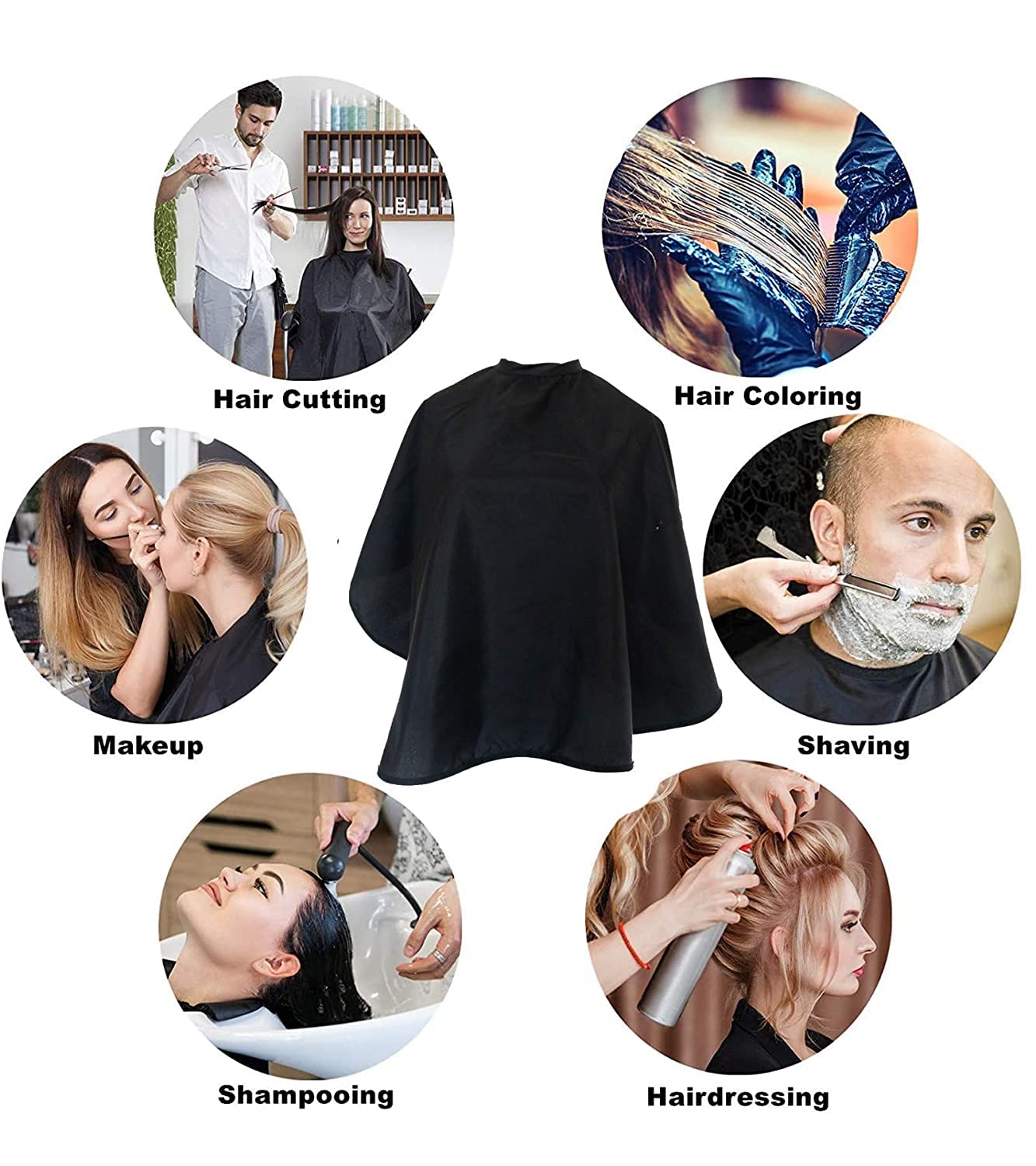 ST-BEST-P Hair Color Cape Makeup Haircut Salon Hairdresser Shampoo Capes Cutting Barber Cape for Men,Women,Clients (Black & White-2PCS)