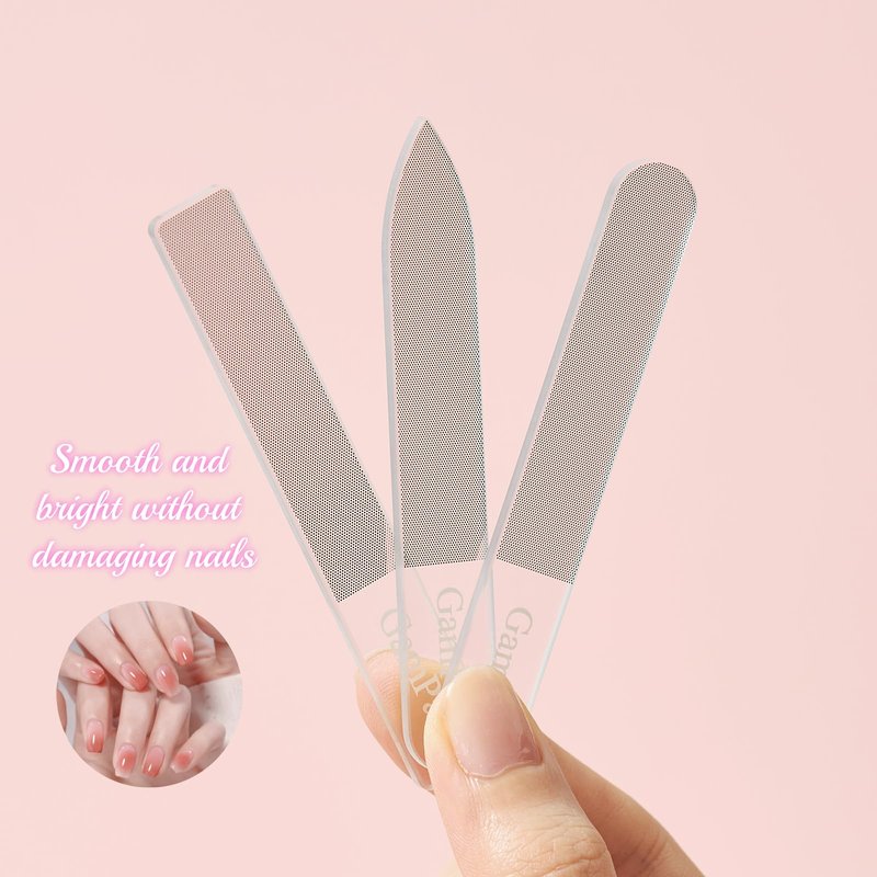 3PCS Glass Nail Files for Natural Nails - Reusable High-Quality Glass Nail File with Fine Abrasive Particles, Trims Shines and Buffs Nails, Safe Nail-Friendly Physical Polishing