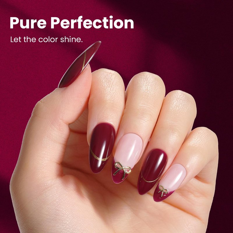 Beetles Dark Red Gel Nail Polish – 15ML Oxblood Red Burgundy Gel Polish Soak Off UV LED Needed Maroon Wine Color Nail Art Summer 4th of July Nails Manicure Salon DIY Design at Home Gifts for Woman