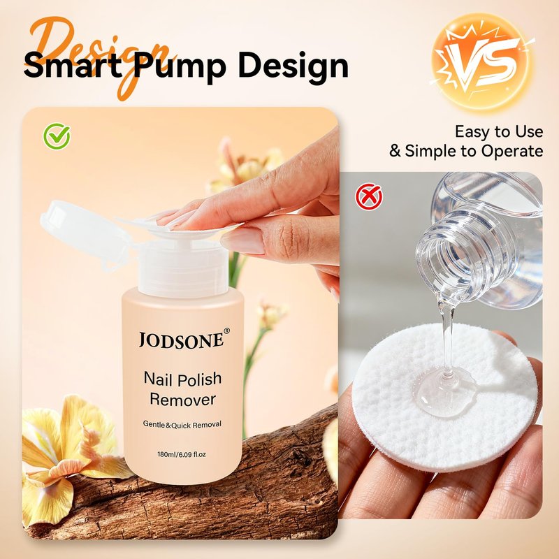JODSONE Non-Acetone Nail Polish Remover - Gentle Formula with Vitamin E & Aloe | 6.09 Fl. Oz, Orange Scent
