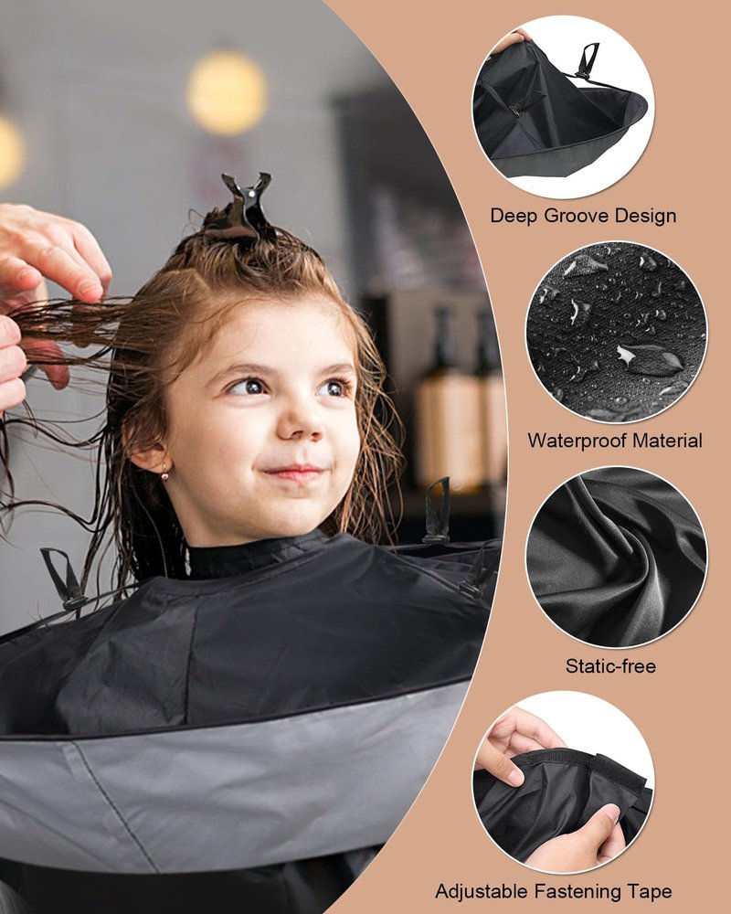 Lictin Hair Cloak - Black Waterproof Foldable Barber Cape Apron, Professional Haircut Cape with 1PCS Comb