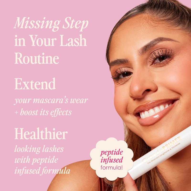 Grande Cosmetics GrandePRIMER Pre-Mascara Lengthener & Thickener with Peptides - Smudge-Proof & Water-Resistant Formula for Longer, Thicker Lashes (0.32 oz)