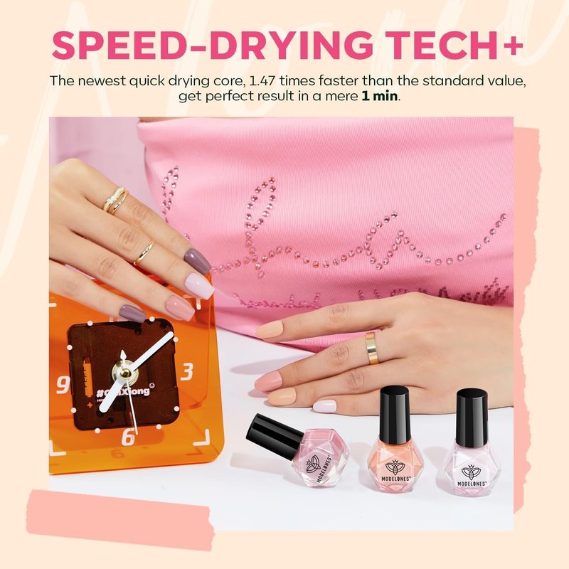modelones Nail Polish Set 6 Colors Nude Nail Polish Pastel Set Red Pink Quick Dry Spring Summer Nail Polish 5ml (Pastel Nude Set)