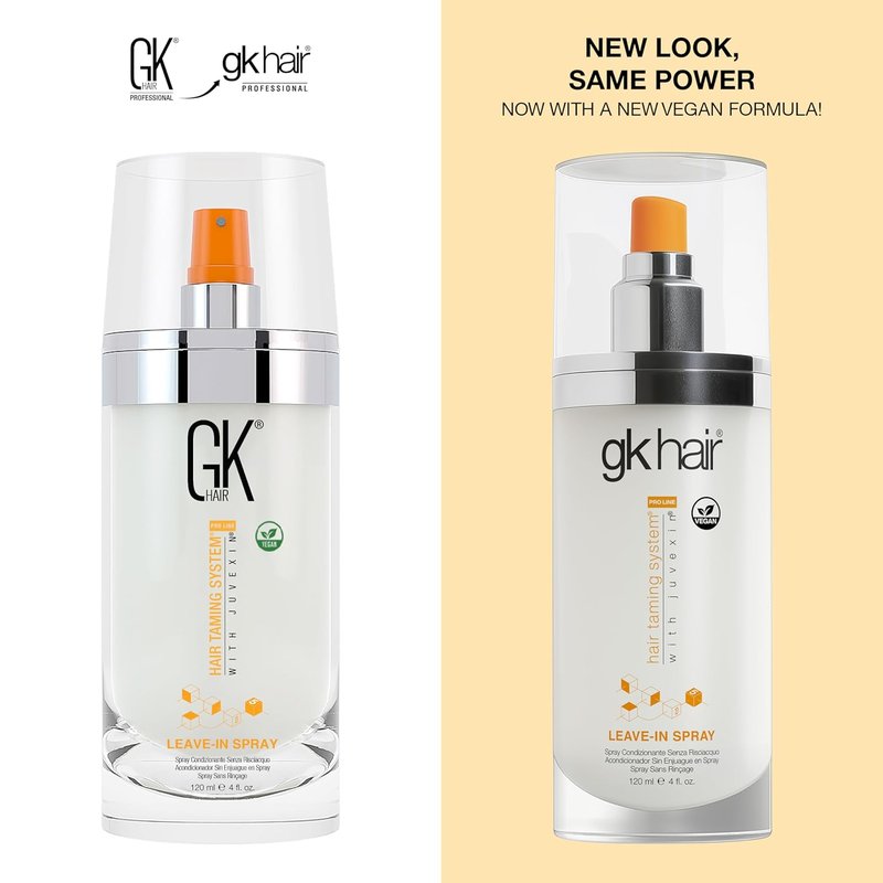 GK HAIR Vegan Leave-In Conditioner Spray - Lightweight Frizz Control & Heat Protectant for All Hair Types, 120ml