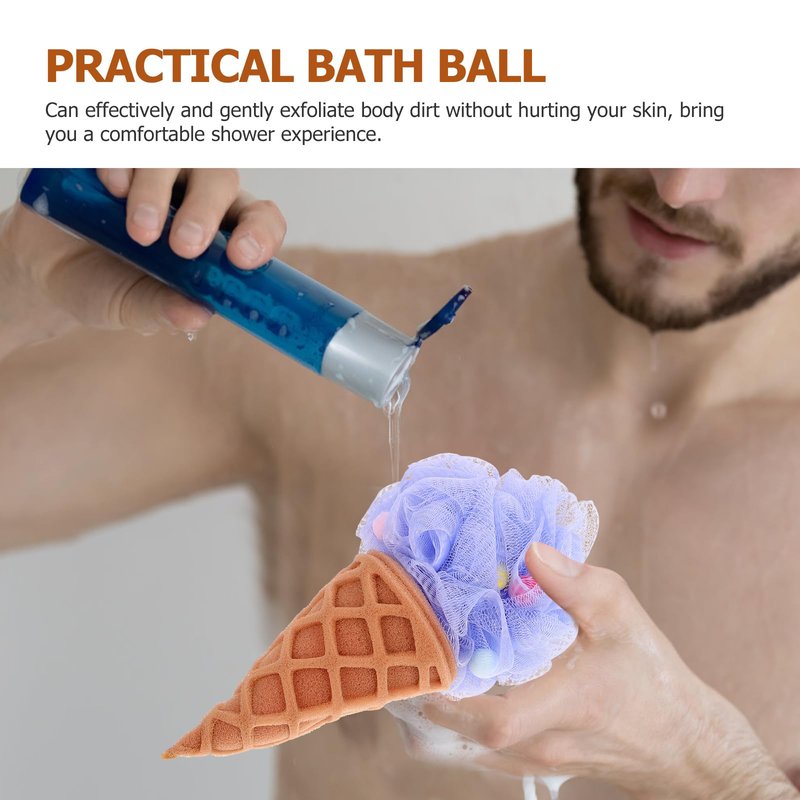 Healvian 2pcs Kids Bath Shower Sponge, Cream Bath Sponge,Body Scrubber Exfoliating Loofah for Spa and Shower,Cute Cone e for Kids,Exfoliator-ing Accessories