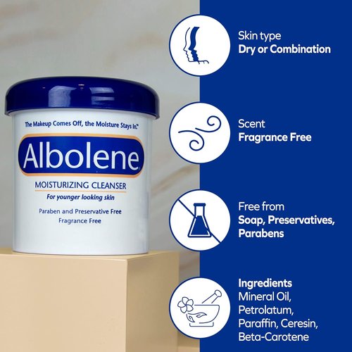 Albolene Moisturizing Cleanser & Makeup Remover Balm - Fragrance-Free Facial Cream for Cleansing & Hydration - Multi-Use Skincare for All Skin Types - No Harsh Chemicals