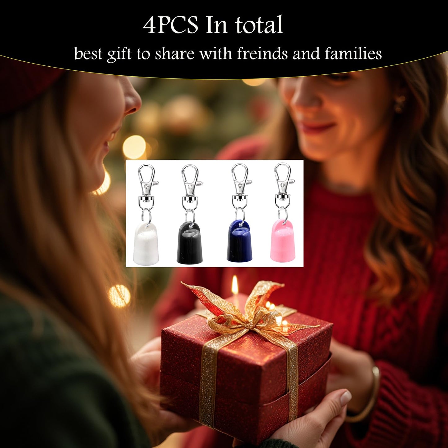Tonsamvo 【4-Pack】 Keychain Caps for Jack Black 0.25 oz Lip Balm, Portable Replacement Cover Holder, Leak-Proof Design, Never Lose Your Lip Gloss Again