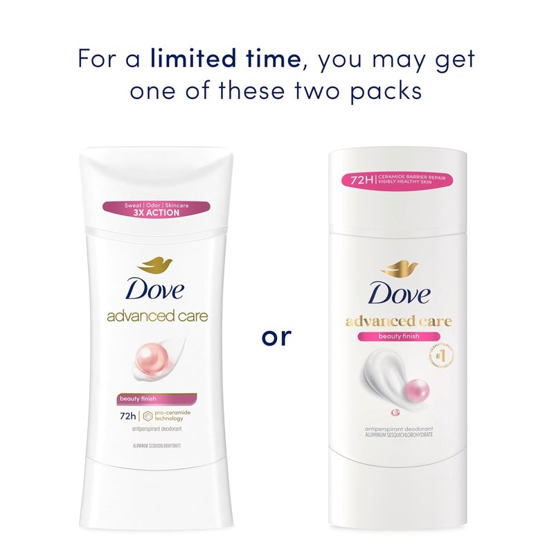 Dove Advanced Care Antiperspirant Deodorant Stick Beauty Finish for Helping Repair Skin Barrier After Shaving, with 72-Hour Sweat & Odor Protection, 2.6 oz
