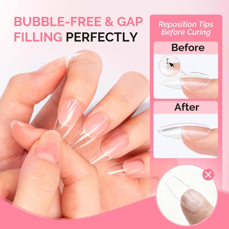 MelodySusie 2Pcs*20g Solid Nail Glue Gel, Super Strong & Long Last Soft Gel Nail Tips Glue for Acrylic Fake Nails, 3D Nail Art, Nail Gem, Soak off UV & LED Lamp Needed, Home DIY & Salon