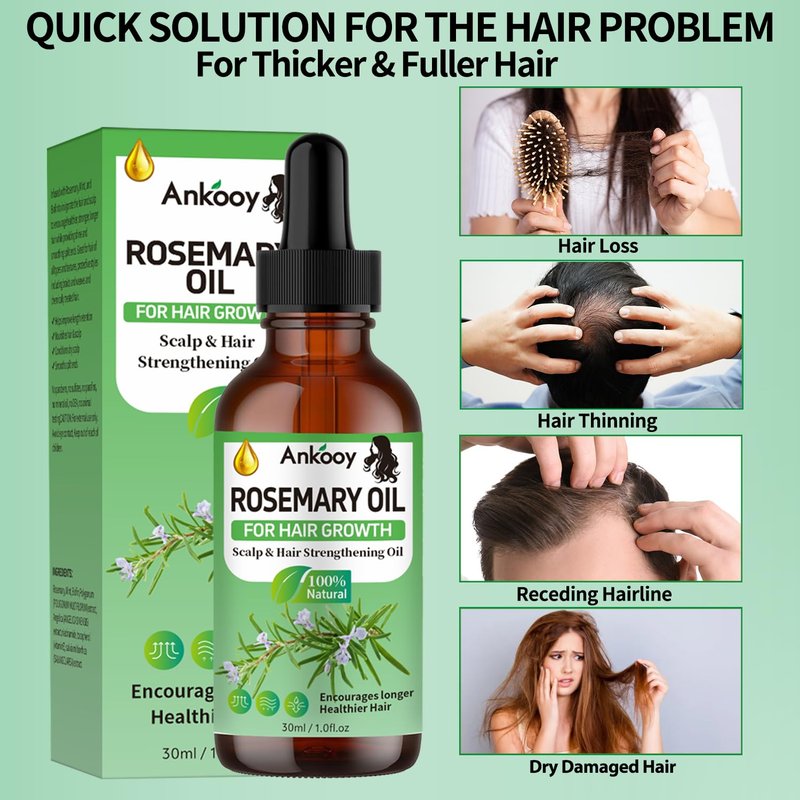 Rosemary Oil for Hair Growth - Strengthening Treatment for Dry, Damaged Hair | 3 Pack