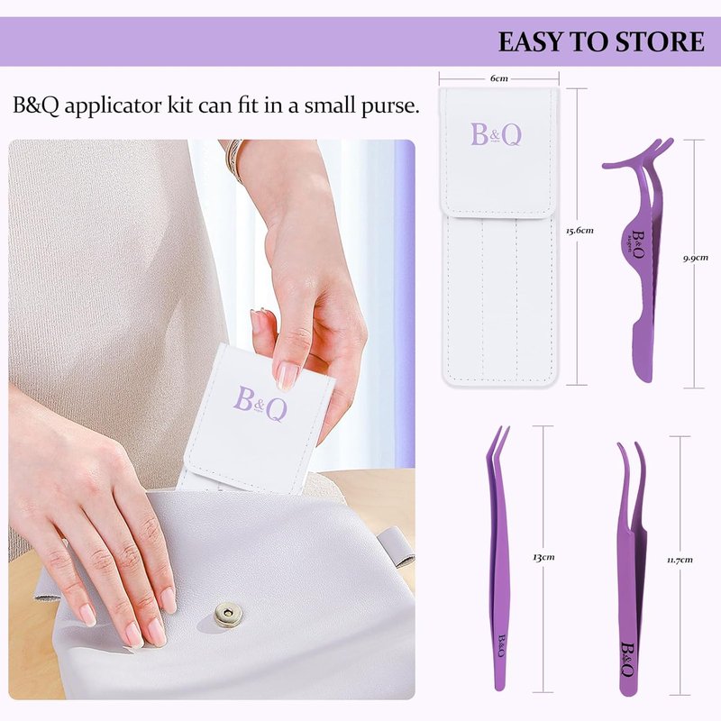 Eyelash Applicator Tool Kit - 3 PCS Lash Tweezers for Easy Eyelash Extensions | Purple