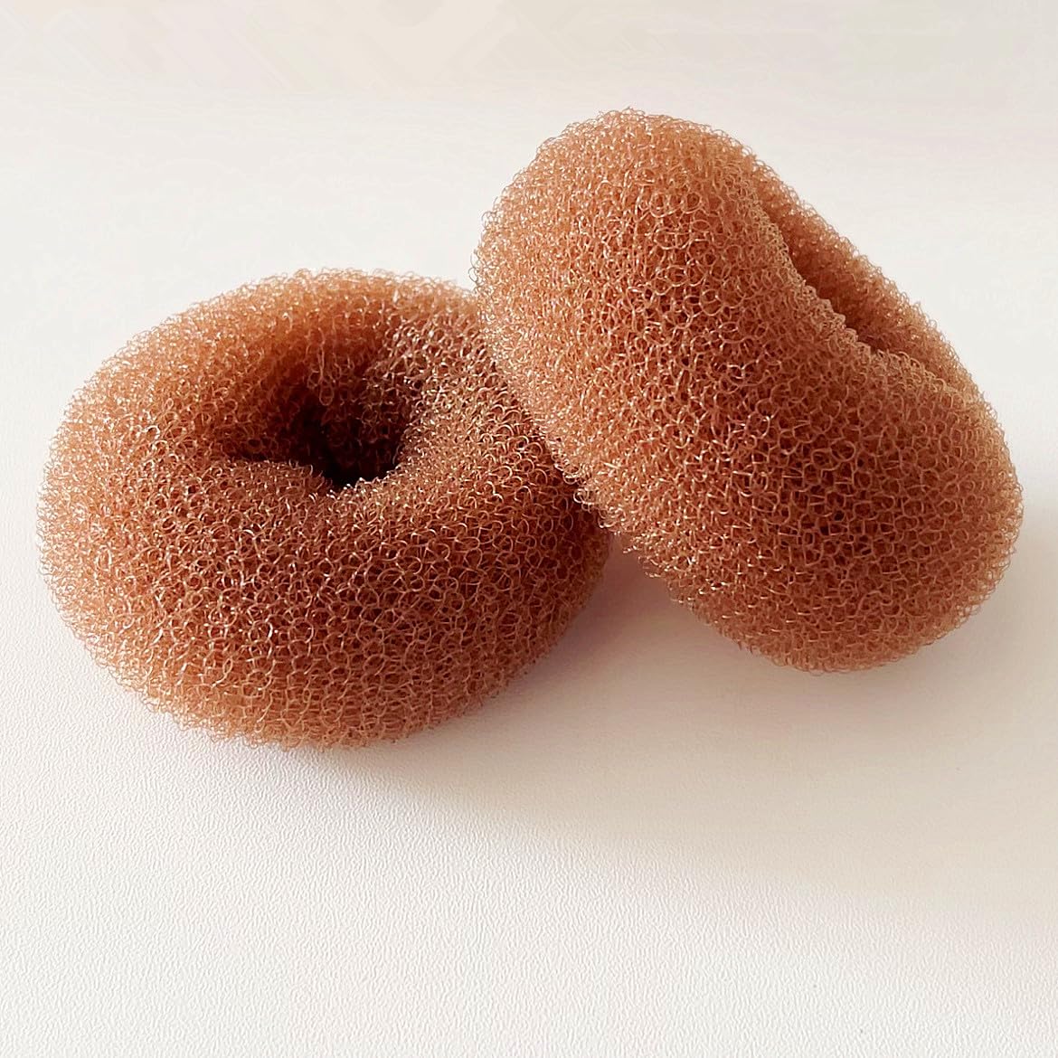 SQULIGT Pack of 2 Medium Hair Bun Maker, Hair Donut Set for Kids Girls Women, Hair Donut Bun Maker Tool for Short and Thin Hair Crown Shapers Accessories (Size M/ 3 Inch, Light Brown)