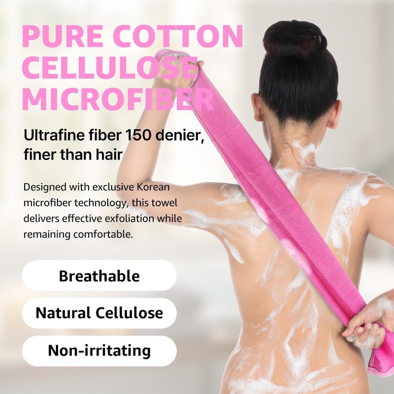 COELO Korean Magic Exfoliating Shower Towel Scrubber | Large Soft Fiber Washcloth | Scrub Face & Body Reduce Dirt Gentle Cleaning | Spa Bath Scrubber for All Skin Types 때타월 때장갑