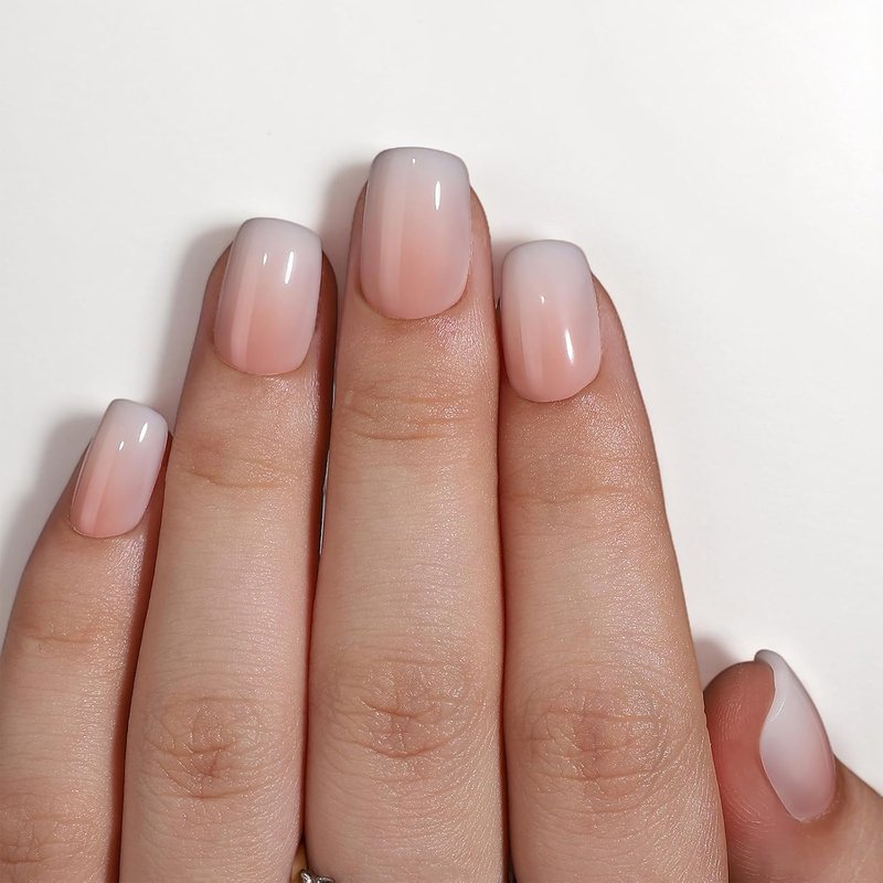 Press On Nails - Pink Horizon Reusable Soft Gel Kit | 32 Natural Stick-On Nails in 15 Sizes