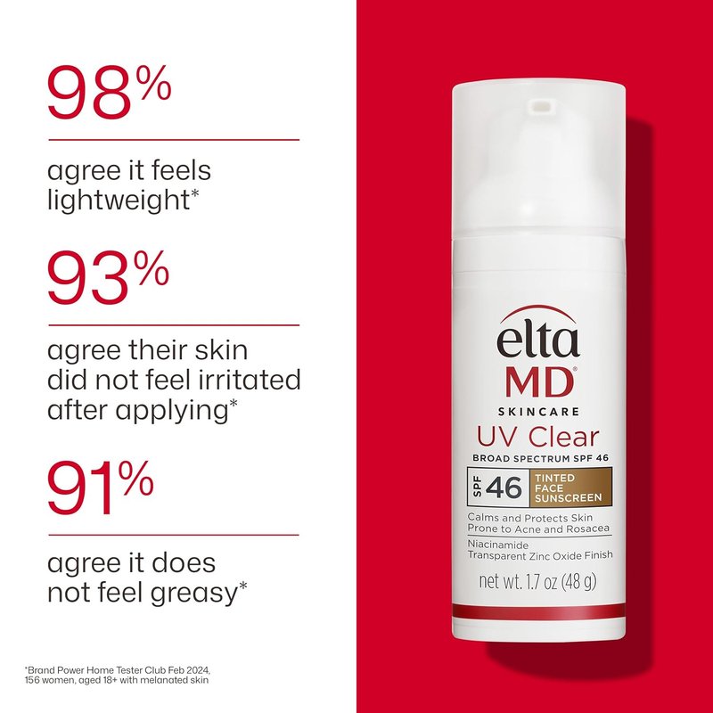 EltaMD UV Clear Tinted Sunscreen - SPF 46, Oil-Free Formula for Acne-Prone Skin, 1.7 oz (Pack of 2)