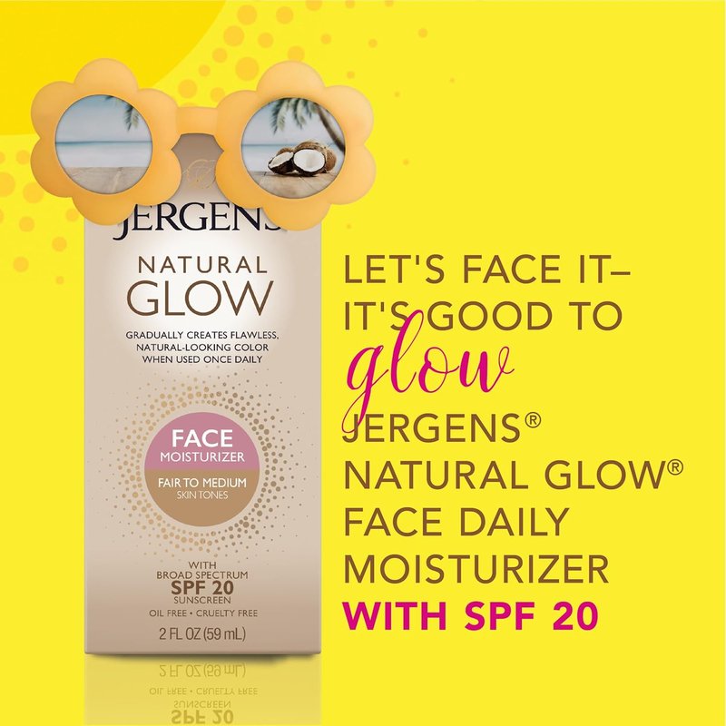 Jergens Natural Gradual Glow Daily Moisturizer Bundle - Firming & SPF 20 | 7.5oz + 2oz, Fair to Medium