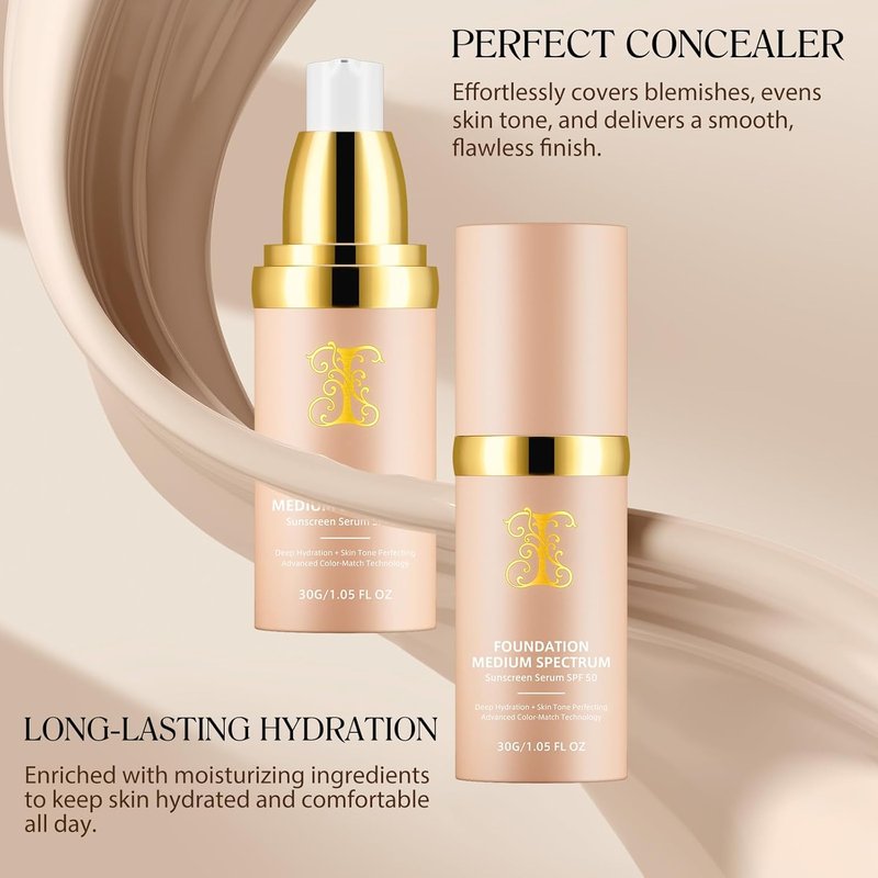 Regine Switzerland Foundation 4-in-1 | Medium Spectrum SPF 50+, Anti-Aging, Hydrating Makeup - 30ml