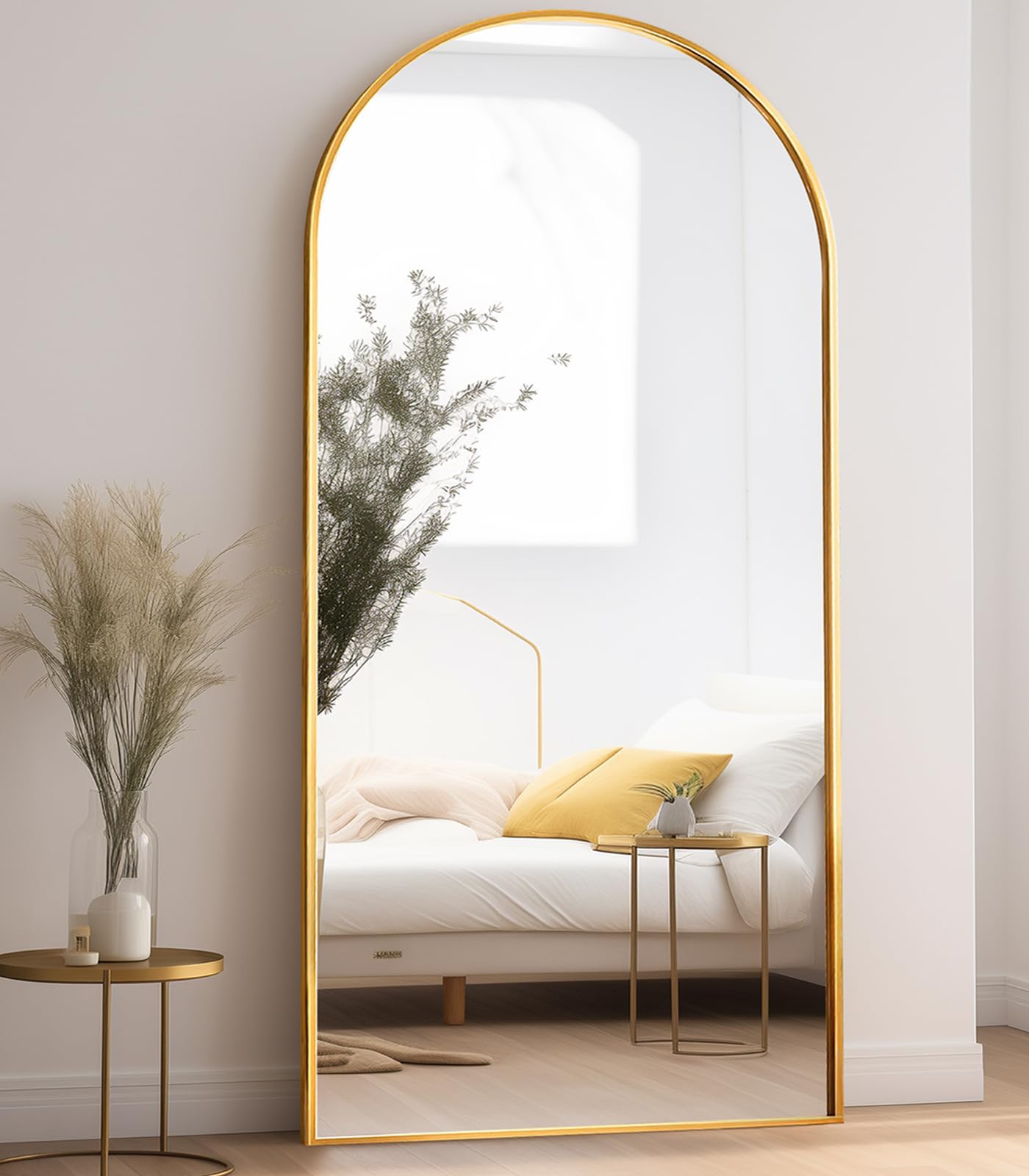 ZMYCZ Full Length Mirror, 78"x38" Arched Floor Length Mirror with Stand, Gold Body Mirrors Hanging or Leaning, Wall Mirrors Freestanding with Aluminum Frame for Living Room, Bedroom