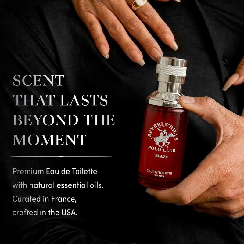 Beverly Hills Polo Club Men's Fragrance Collection - 4 Premium Eau de Toilette Colognes (1oz Each) - Diverse, Long-Lasting Scents: Blaze, Sexy, Rogue, Active - Ideal Gift Set for Him