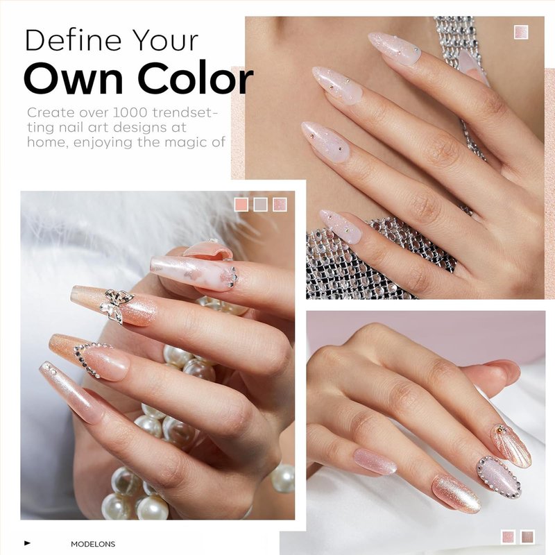 modelones Gel Nail Polish Set, Nude 6 Colors Neutral Gel Polish Skin Tone Pink Glitter Nail Polish Shimmery Pear Gel Polish Starter Kit Soak Off All Season LED Soapnails Manicure DIY Salon