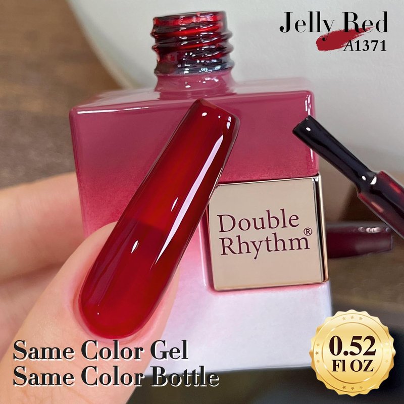 Double Rhythm 15 ML Dark Burgundy Gel Polish Pure Sheer Same Color Same Bottle Gel Polish Art Manicure Salon DIY at Home for Women (Jelly Red-A1371)