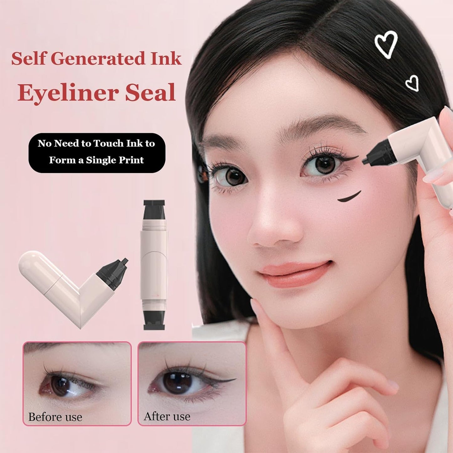 Winged Eyeliner Stamp Pen - Double Head Waterproof Liquid Eyeliner | Long-Lasting, Smudge-Proof for Easy Application (Black)