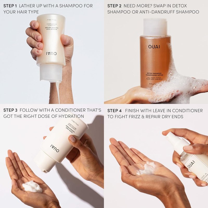 OUAI Leave In Conditioner - Detangling Spray & Heat Protectant Primer | Frizz Control, 450°F Heat Shield, 2 Count