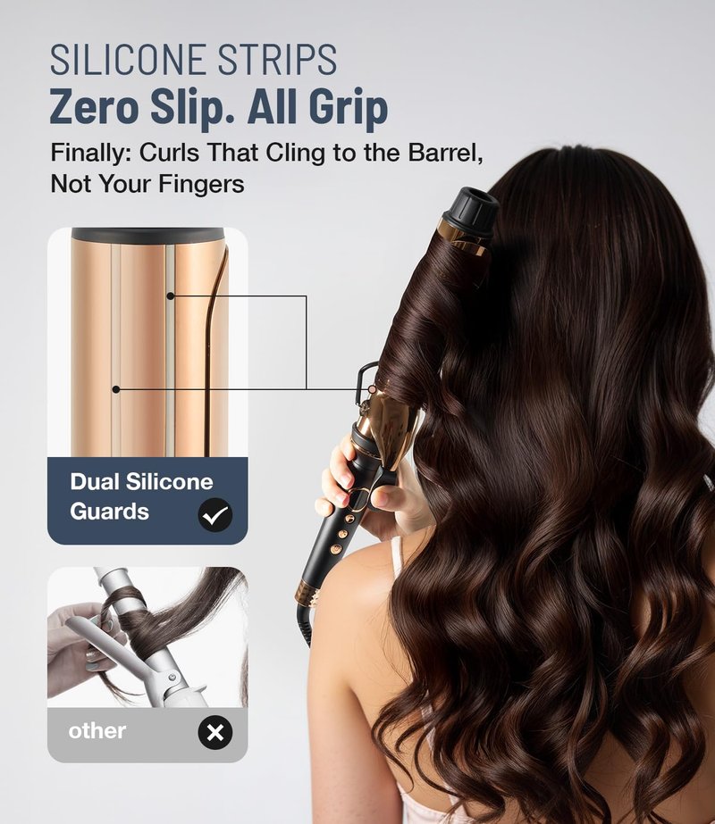 ORYNNE Titanium 2 Inch Curling Iron，Extra-Long Barrel for Long Hair, Curling Iron 2 Inch with Dual PTC Heater, 12 Heat Settings Big Barrel Curling Irons, 60 Mins Auto-Off & Dual Voltage