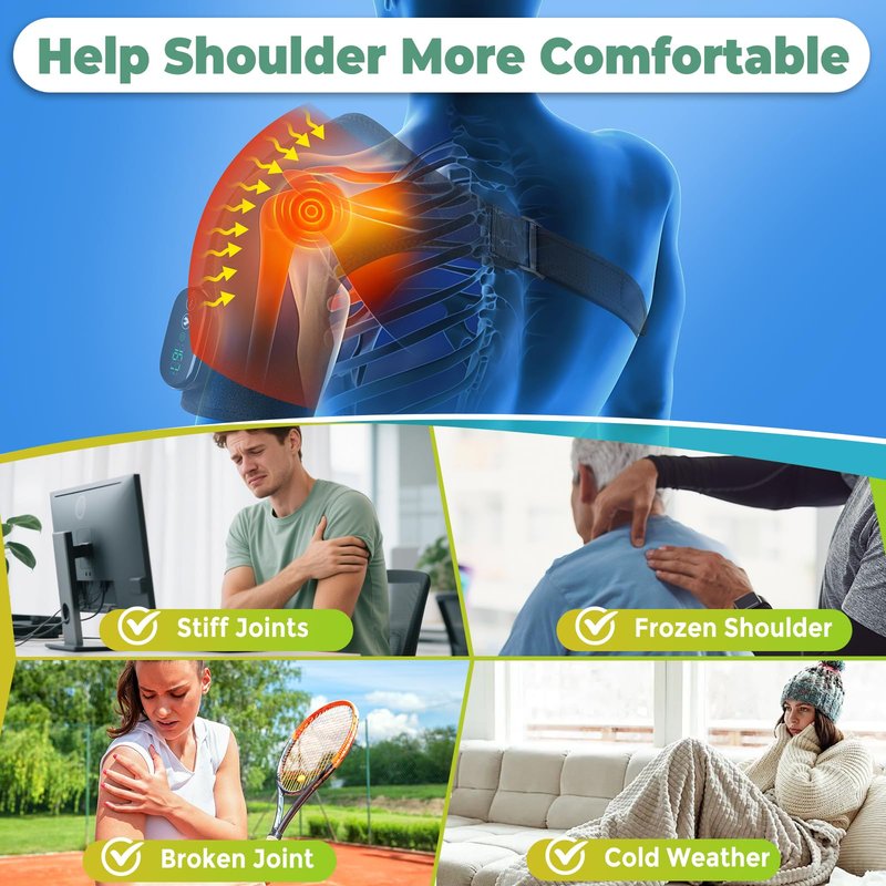 Shoulder Heating Pad with Massage, FSA Eligible Items List, Shoulders Massager for Pain Relief, Left Right Heated Shoulder Wrap for Rotator Cuff & Shoulder Brace Support, HSA Approved Products Only