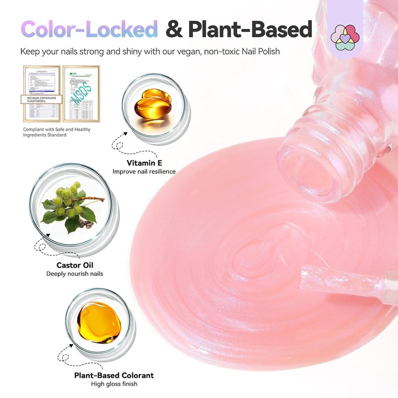 SAVILAND Nail Polish Set - 6 Summer Shimmer Colors | Quick Dry, Long Lasting DIY Manicure