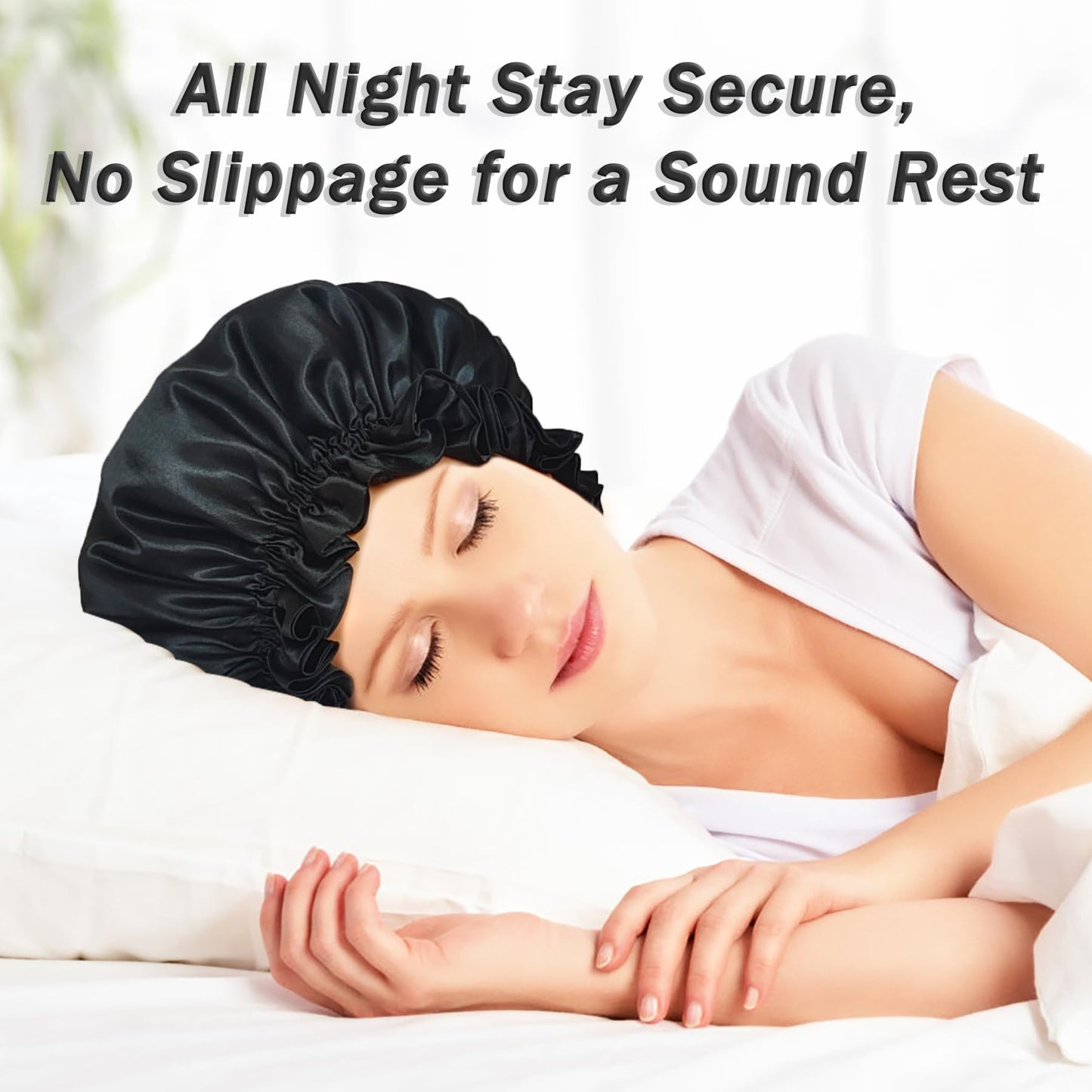 vidsel Silk Bonnet for Sleeping Women, Satin Hair Bonnets for Women, Double Layer Reversible Hair Wrap Lined Sleep Cap for Braid Curly Hair