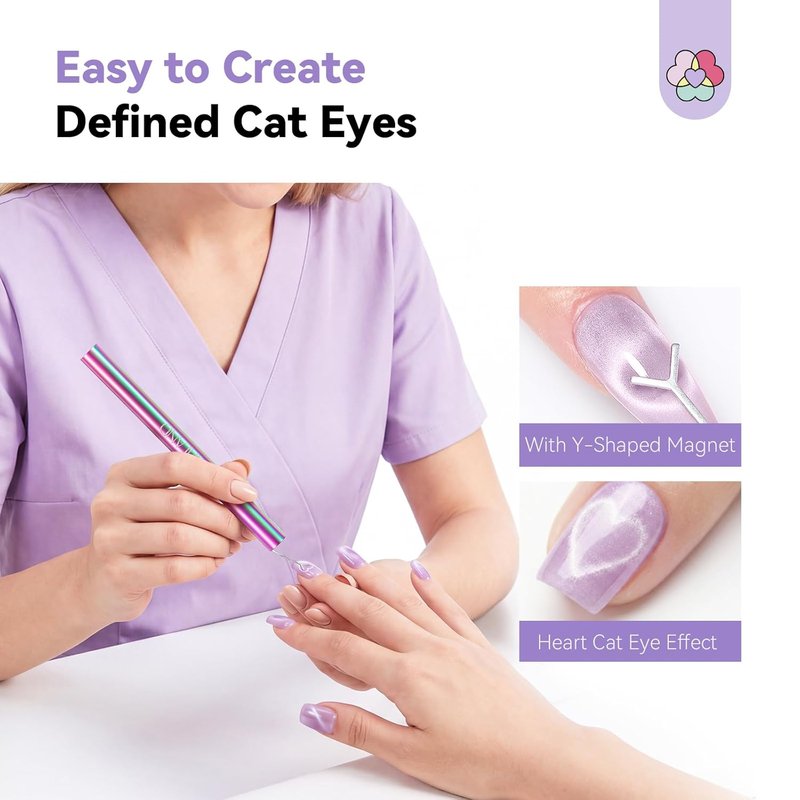 SAVILAND Ultra-Strong Cat Eye Magnet - 5X Holographic Nail Magnet for DIY Nail Art | Dual-Ended Heart Design