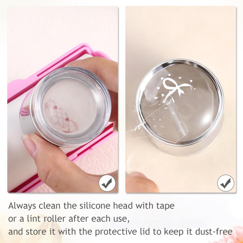 Skiennix 2-in-1 Jelly Silicone Nail Art Stamper - Detachable Tool with Scraper for Gel Polish & French Tips (Silver)