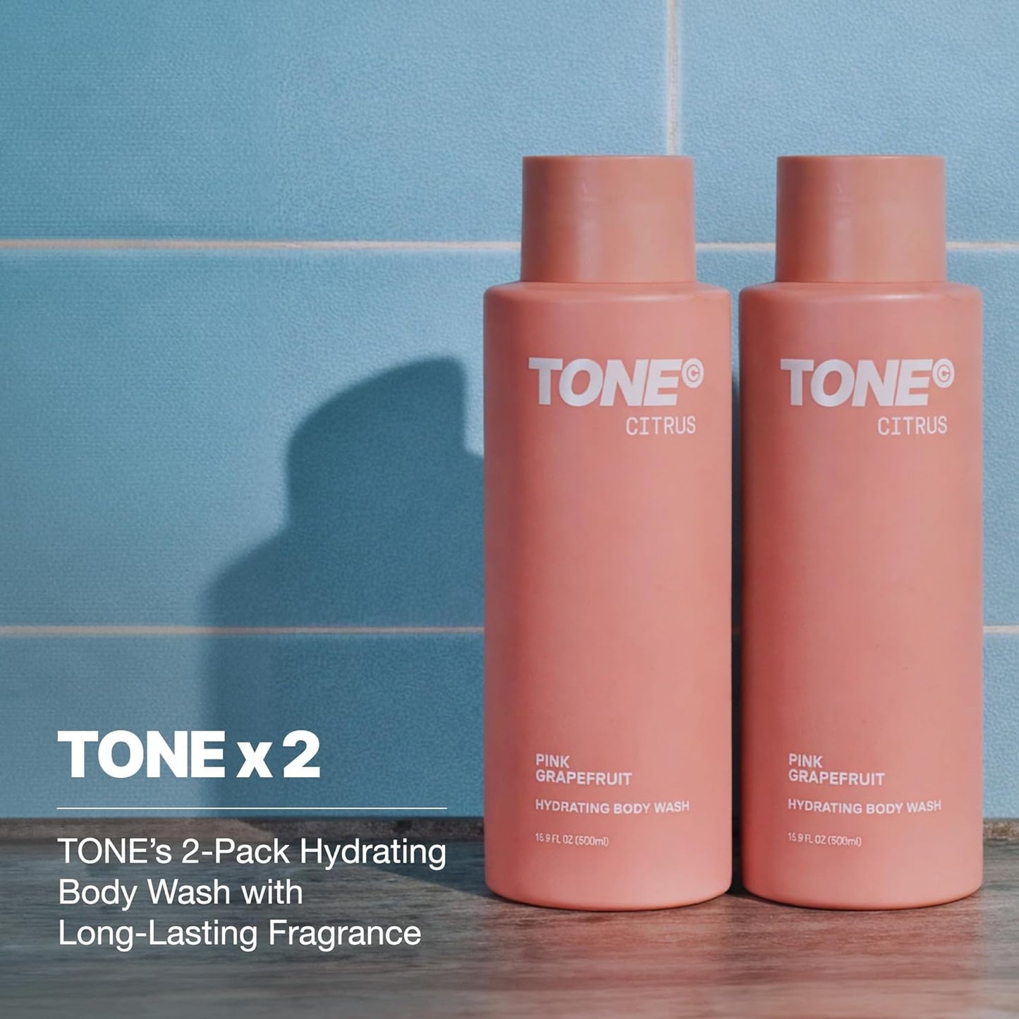 TONE Hydrating Body Wash - Citrus & Coconut Cleanser for All Skin Types | 16.9 fl oz, 2 Pack