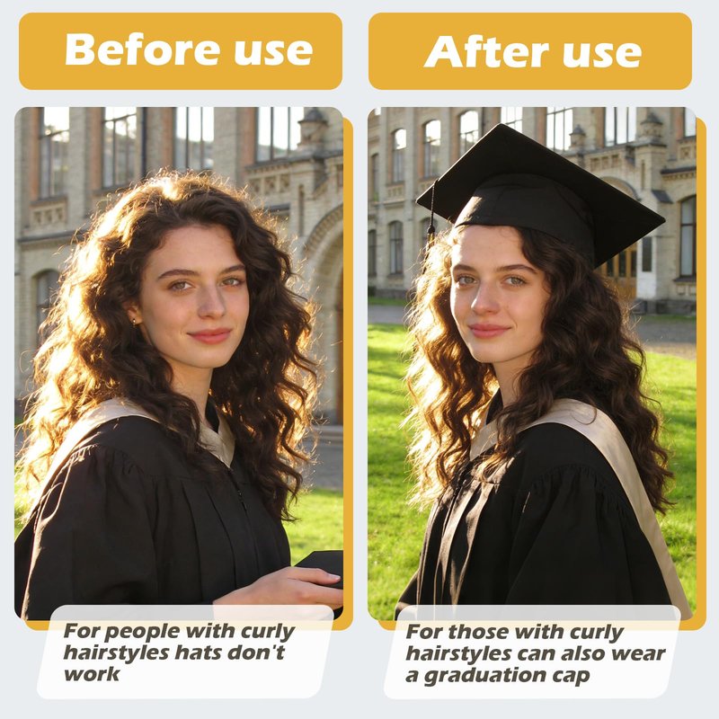 LIHELEI Graduation Cap Headband, Pro-Grip Stabilizer Grad Cap Headband Insert for Suitable for All Hairstyles-1 Pack Black
