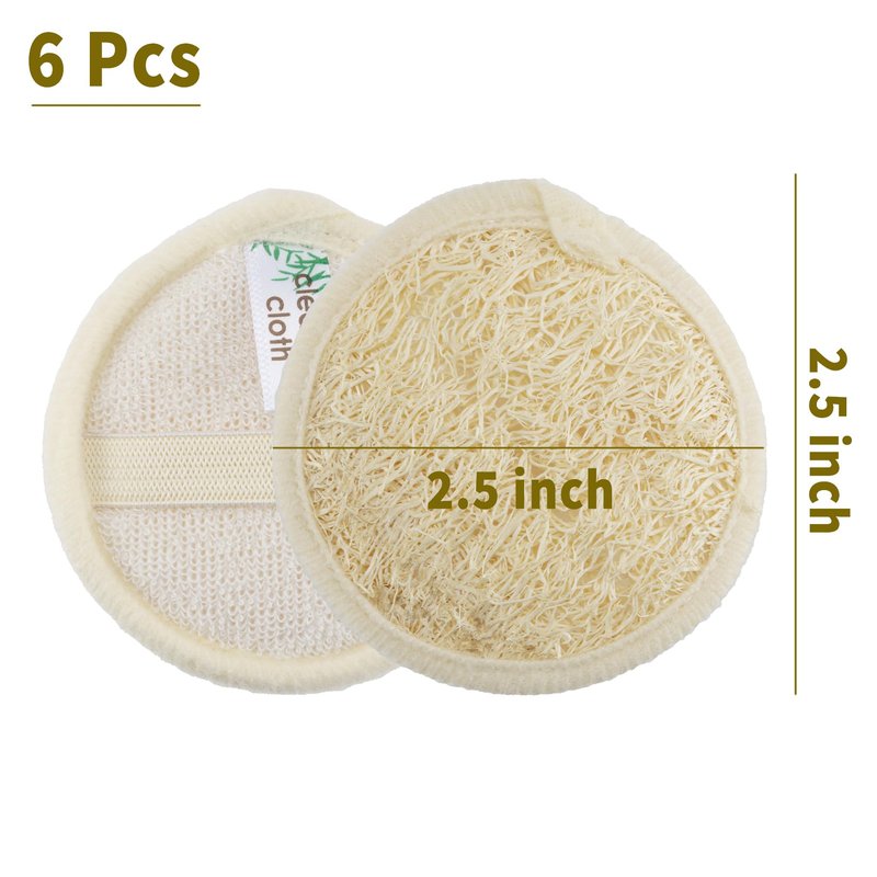 Natural Loofah Exfoliating Facial Scrubber, Made with Natural Shower Loofah Sponge, Bath Shower Loofah Sponge for Women and Men, for Face That Gets You Clean - 6 Count (1 Pack)