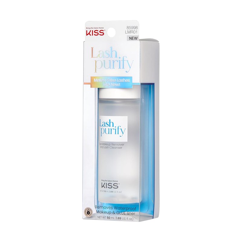 KISS Lash Purify Eye Makeup Remover - Gentle 3-in-1 Formula for Lash Glue & Waterproof Makeup, 50 ml