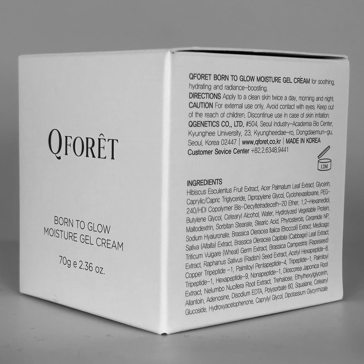 QFORET Hydrating Gel Cream, Fragrance-Free Face Moisturizer for Dehydrated Skin, Phyto Mucin + Hyaluronic Acid + Ceramide, 2.36 fl oz